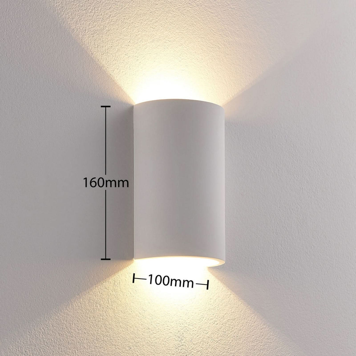 Applique murale LED Jenke en plâtre, blanc, hauteur 16 cm