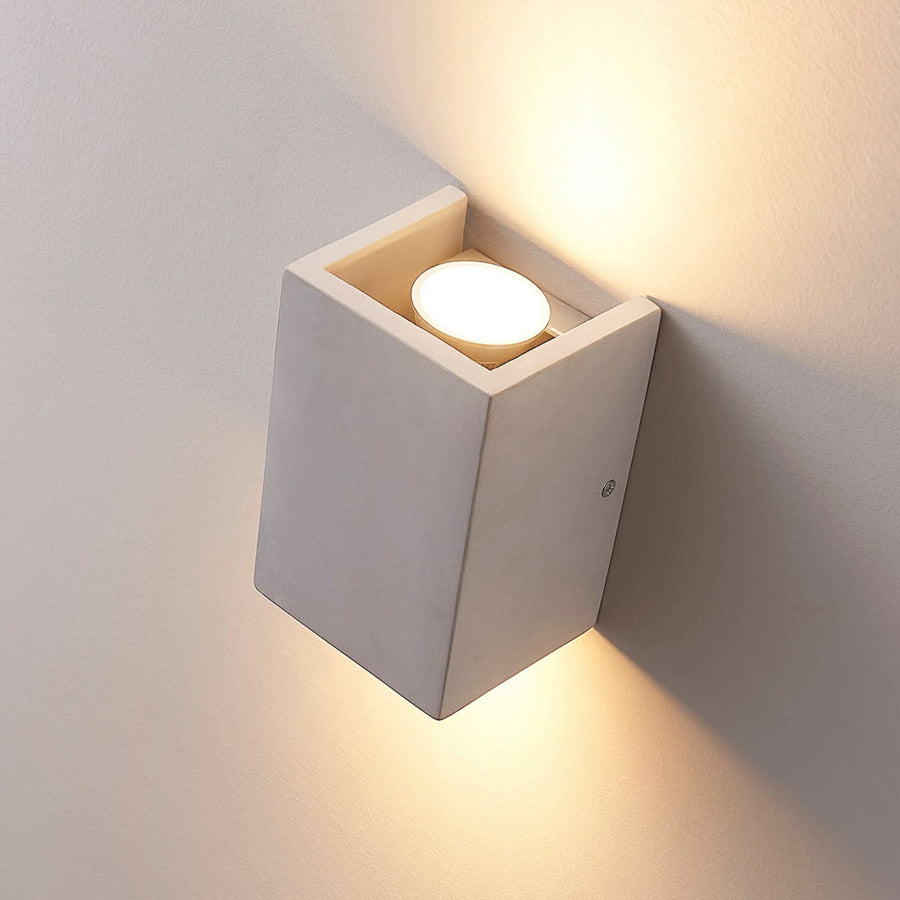 Applique murale Gerda en béton, gris clair, 2 lumières, hauteur 15 cm