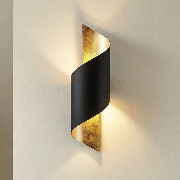 Applique murale Vanni en métal, noir et doré, hauteur 57 cm