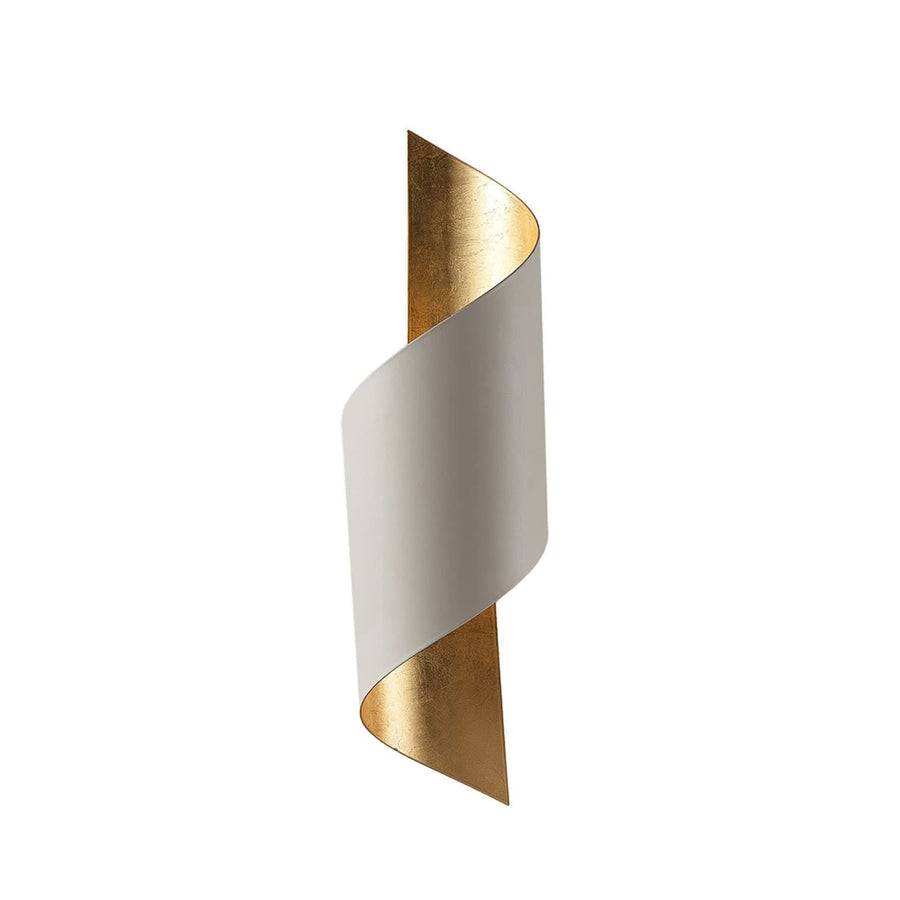 Applique murale en métal, blanc et doré, hauteur 52 cm