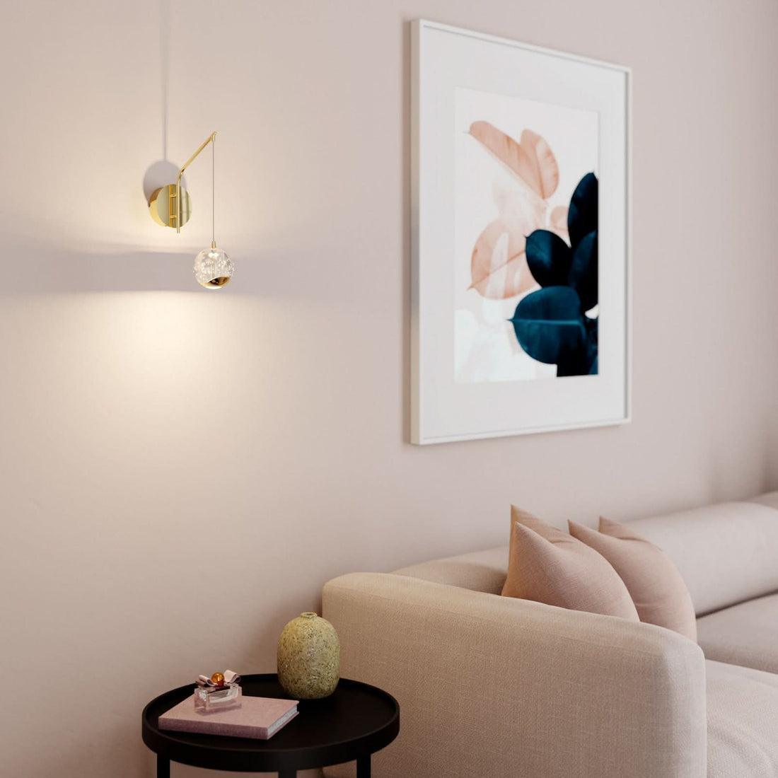 Applique murale LED Hayley en verre, transparent et doré, hauteur 34 cm