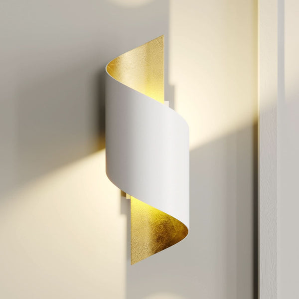 Applique murale Desirio en métal, blanc et doré, hauteur 24 cm