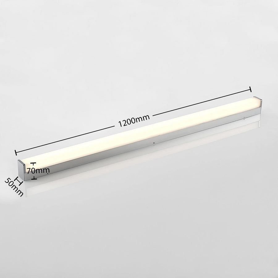 Applique murale LED Klea en aluminium, blanc et chromé, hauteur 5 cm, IP44, 3000 K, 20 W