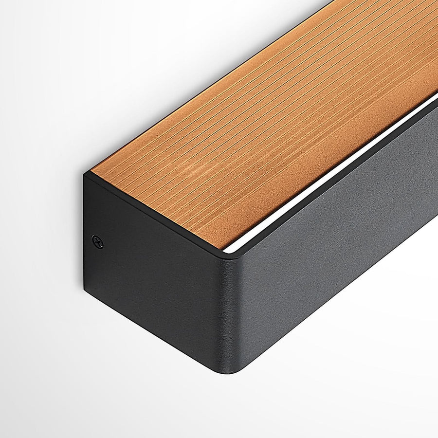 Applique murale LED Karam en aluminium, noir et doré, hauteur 8 cm, 3000 K, 11,2 W