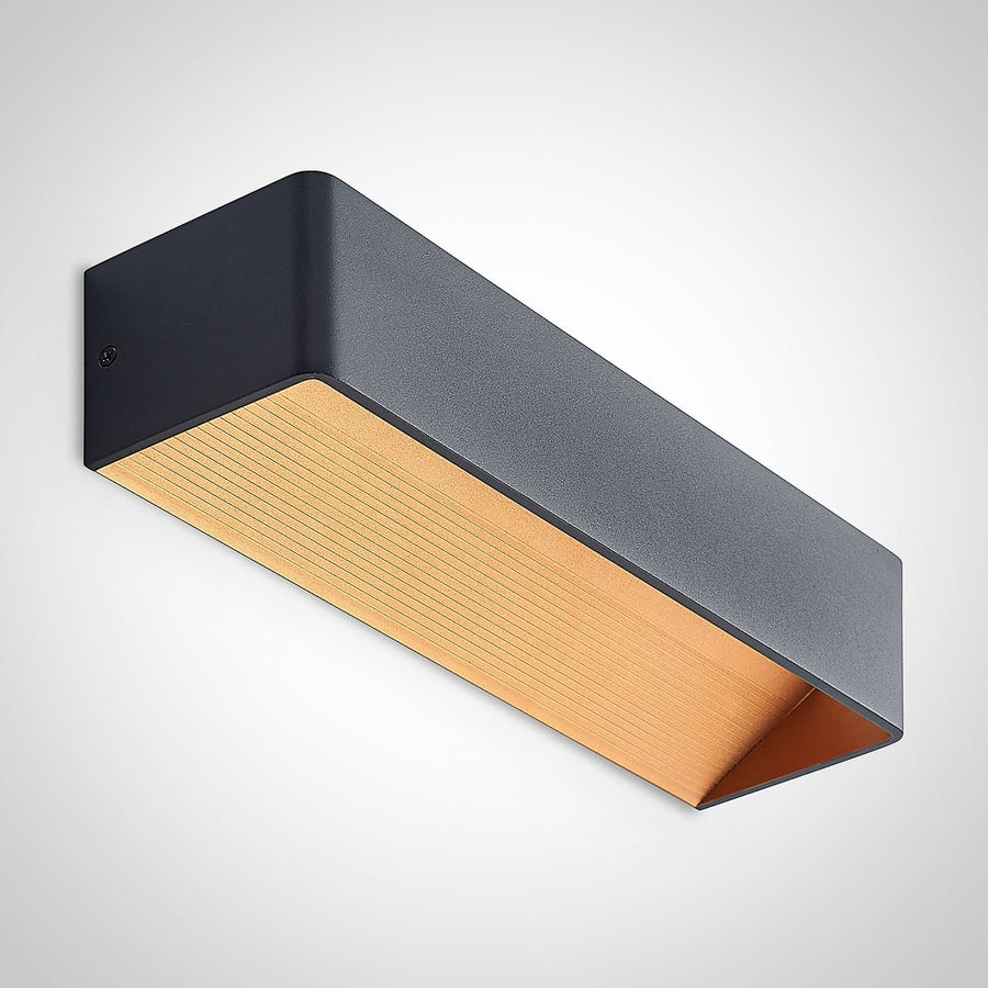 Applique murale LED Karam en aluminium, noir et doré, hauteur 8 cm, 3000 K, 11,2 W