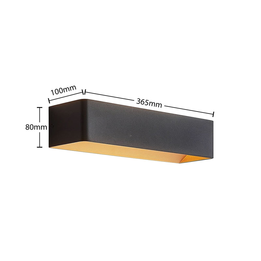 Applique murale LED Karam en aluminium, noir et doré, hauteur 8 cm, 3000 K, 11,2 W
