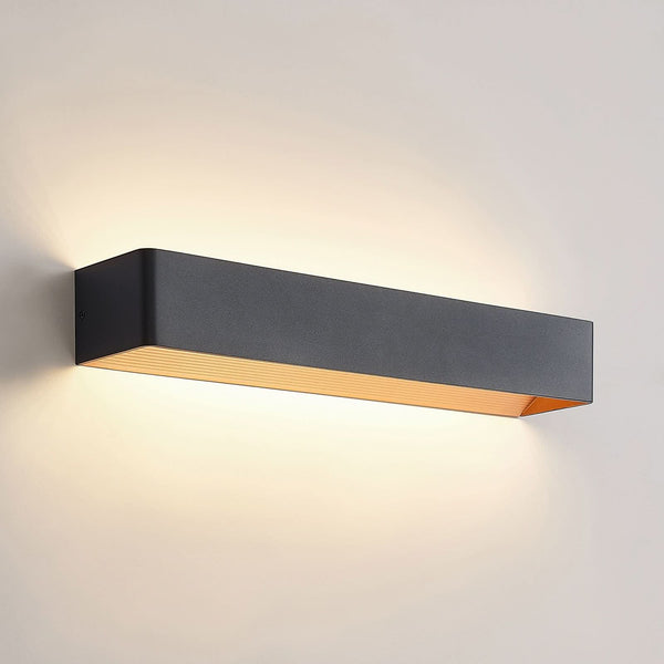 Applique murale LED Karam en aluminium, noir et doré, hauteur 8 cm, 3000 K, 13,7 W