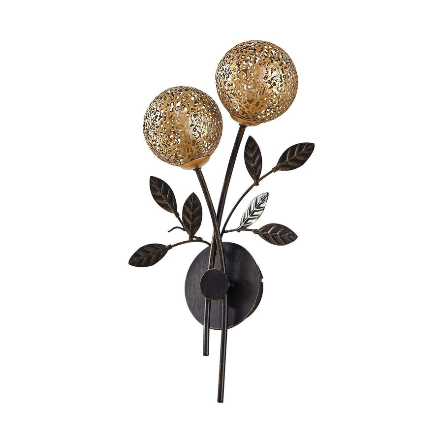 Applique murale Evory en métal, noir et doré, 2 lumières, hauteur 43,5 cm