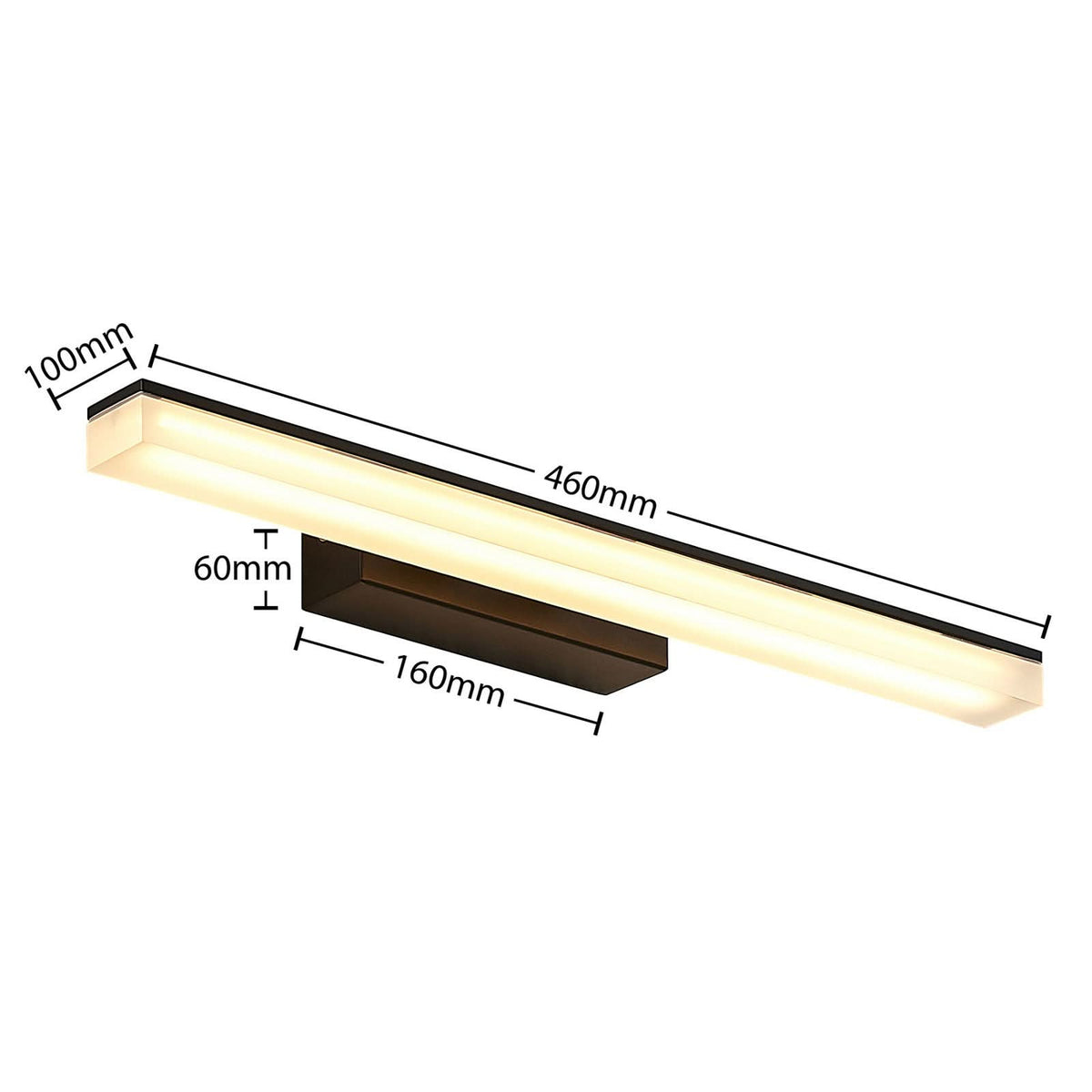 Applique murale LED Lisana en métal, noir et blanc, hauteur 5,5 cm, IP44