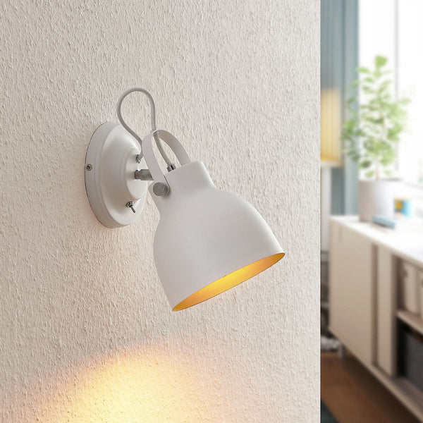 Applique murale Adirta en acier, blanc et doré, hauteur 25,1 cm