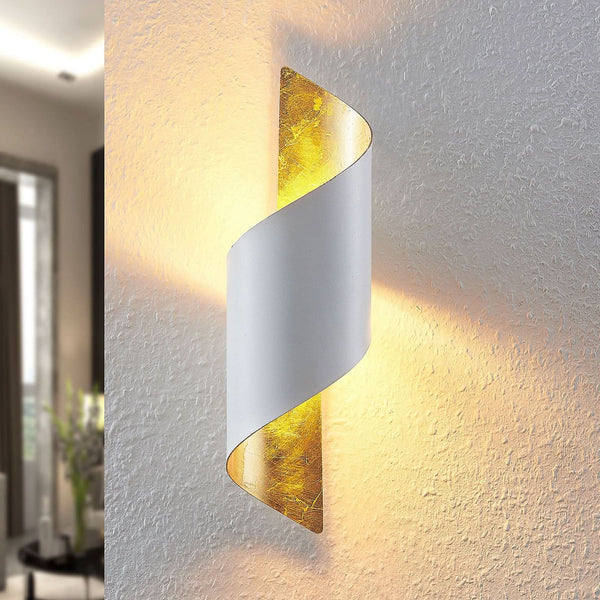 Applique murale Desirio en métal, blanc et doré, hauteur 35 cm