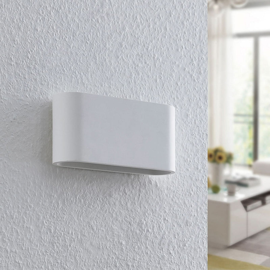 Applique murale Mavora en plâtre, blanc, 2 lumières, hauteur 12 cm, 5 W, largeur 25 cm