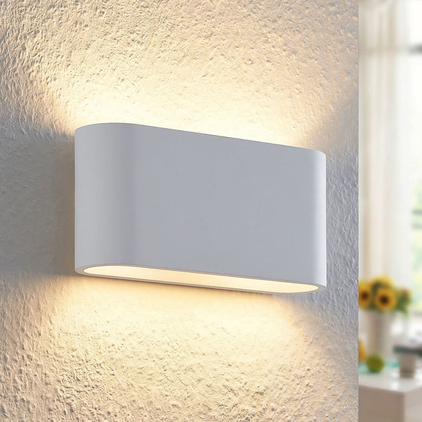 Applique murale Mavora en plâtre, blanc, 2 lumières, hauteur 12 cm, 5 W, largeur 25 cm