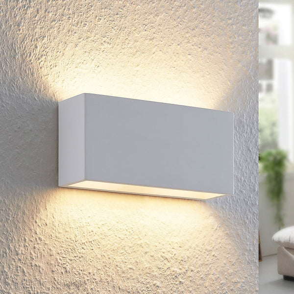 Applique murale Mavora en plâtre, blanc, 2 lumières, hauteur 12 cm, 5 W, largeur 25 cm, modèle 2