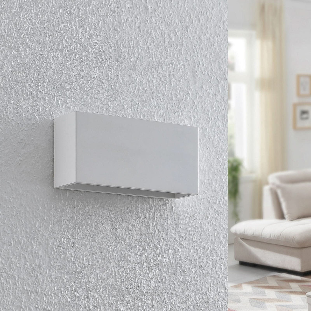 Applique murale Mavora en plâtre, blanc, 2 lumières, hauteur 12 cm, 5 W, largeur 25 cm, modèle 2
