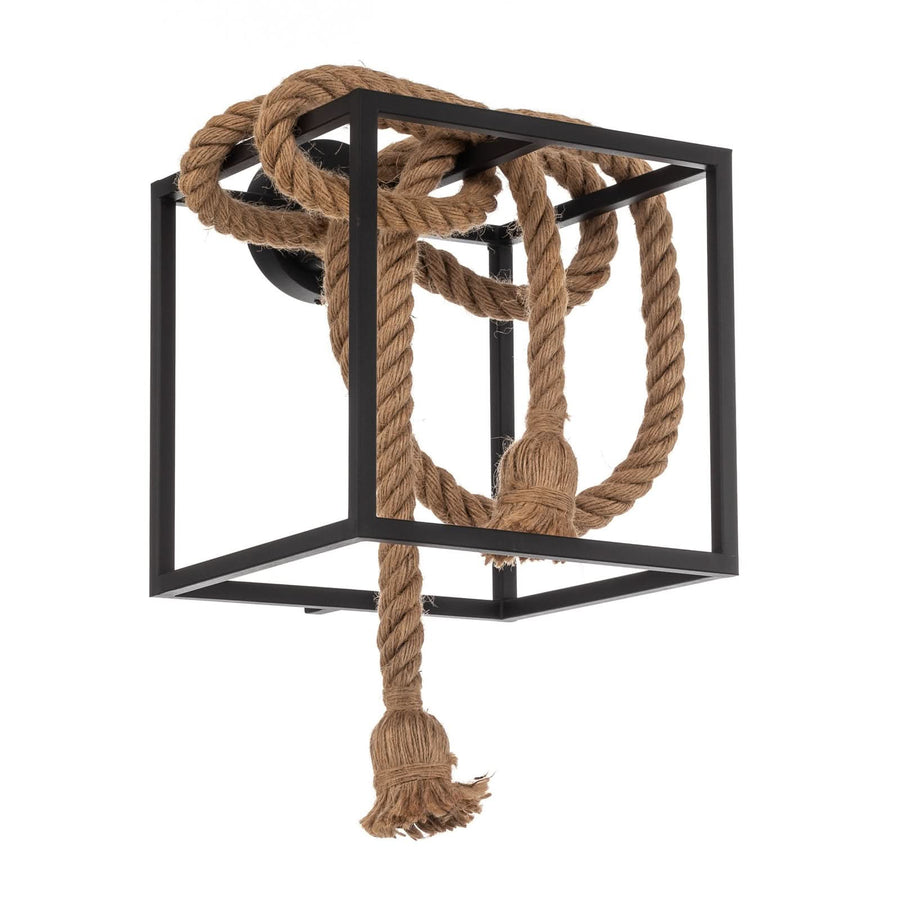 Applique murale Vlados en acier, noir et marron clair, 2 lumières, hauteur 29 cm