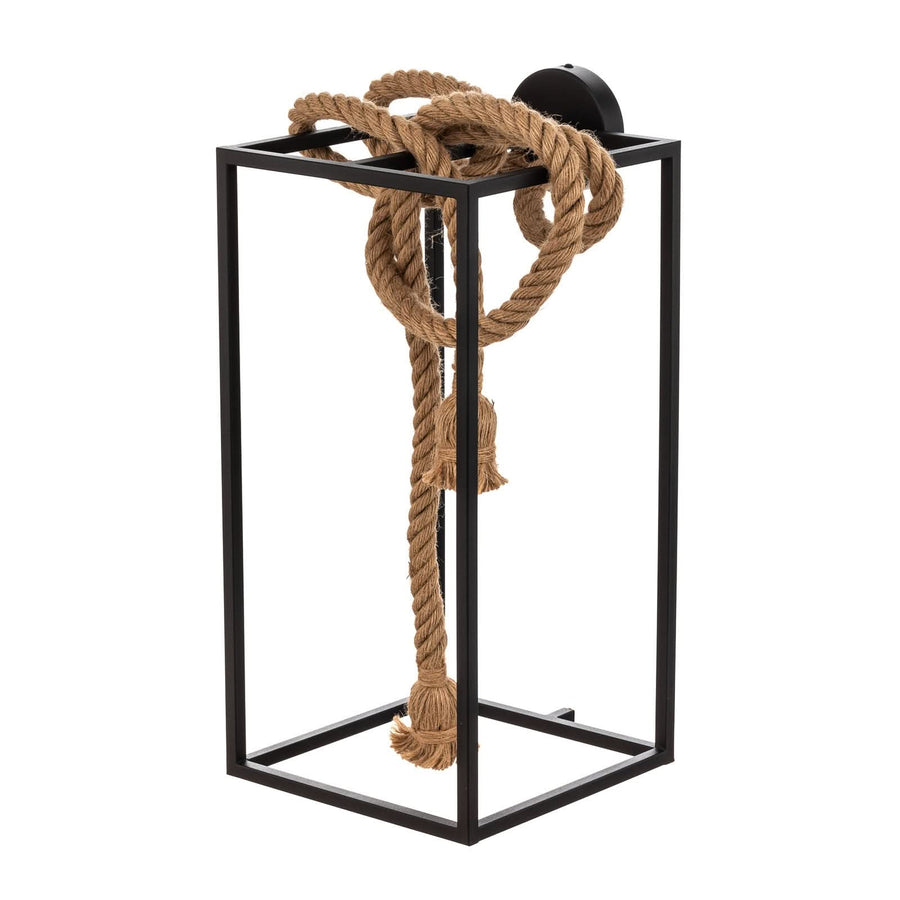 Applique murale Vlados en acier, noir et marron clair, 2 lumières, hauteur 54 cm