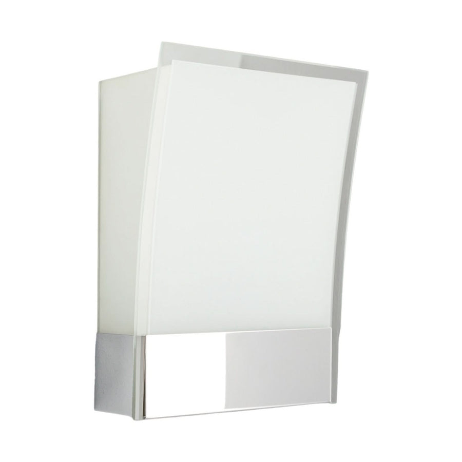 Applique murale Malthe en verre, blanc satiné et chromé, 2 lumières, hauteur 26,5 cm