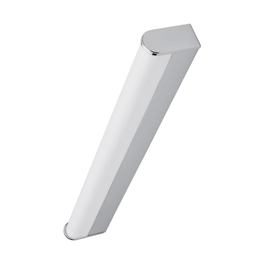 Applique murale LED en métal, chromé et blanc, hauteur 4 cm, IP44, 3000 K, 7,2 W, largeur 58 cm