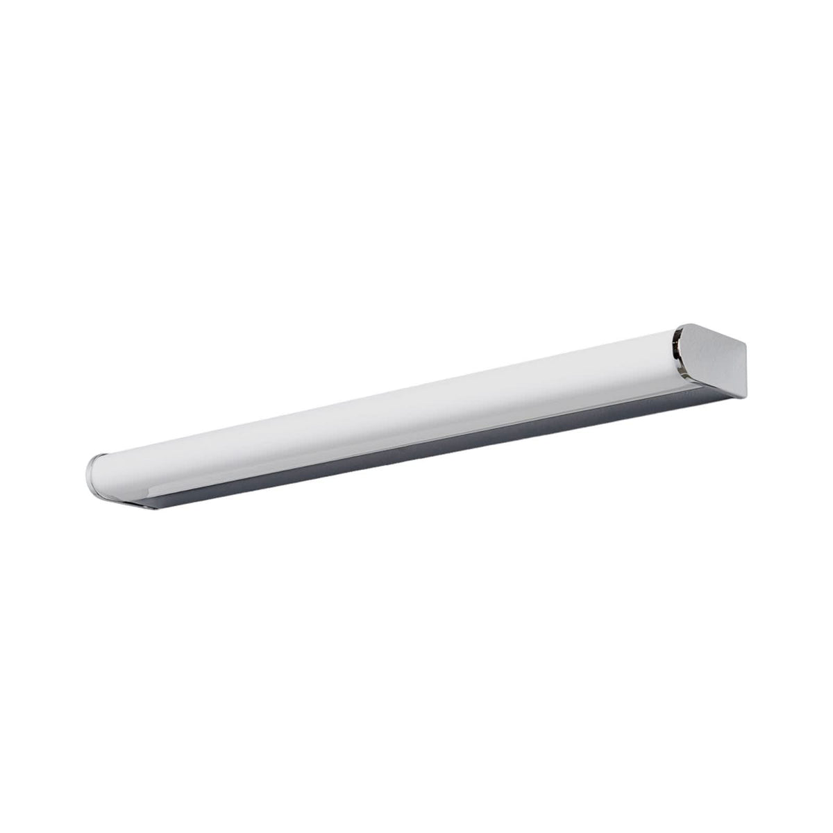 Applique murale LED en métal, chromé et blanc, hauteur 4 cm, IP44, 3000 K, 7,2 W, largeur 58 cm