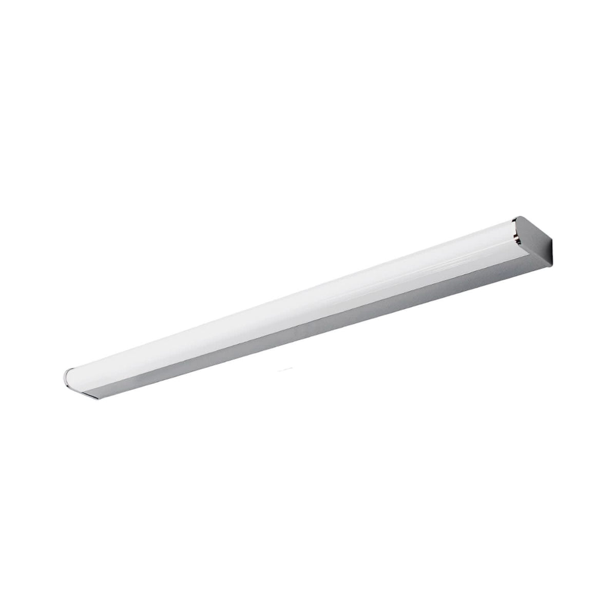 Applique murale LED en métal, chromé et blanc, hauteur 4 cm, IP44, 3000 K, 11 W, largeur 88 cm