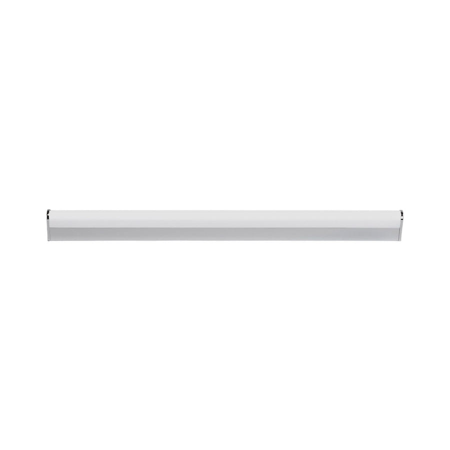 Applique murale LED en métal, chromé et blanc, hauteur 4 cm, IP44, 3000 K, 11 W, largeur 88 cm