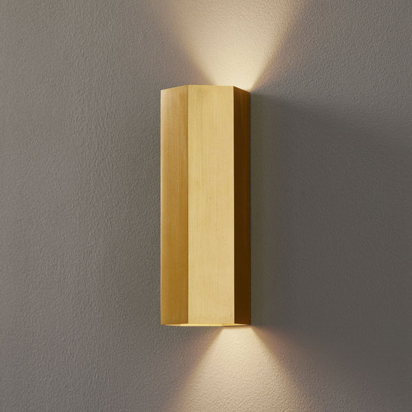 Applique murale Hexo en aluminium, doré, 2 lumières, Ø 7,7 cm