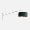 Green velvet lampshade wall light, large offset steel arm Ø 50 cm | Verel