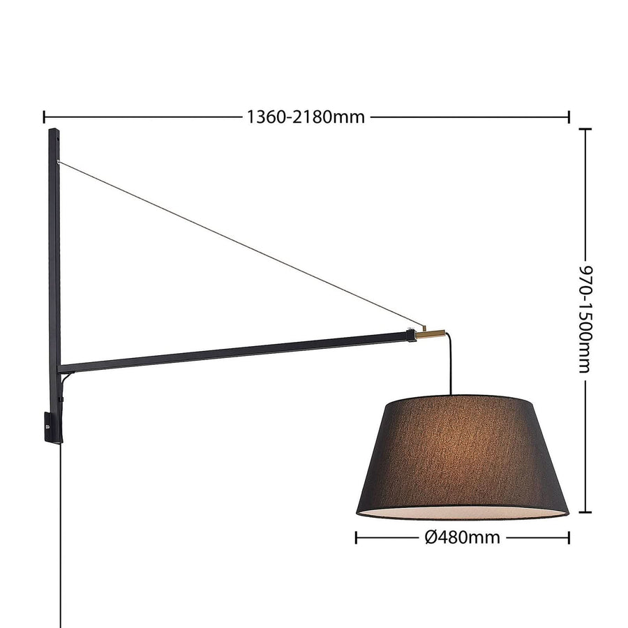 Applique murale Beleza en tissu, noir et doré, hauteur 150 cm