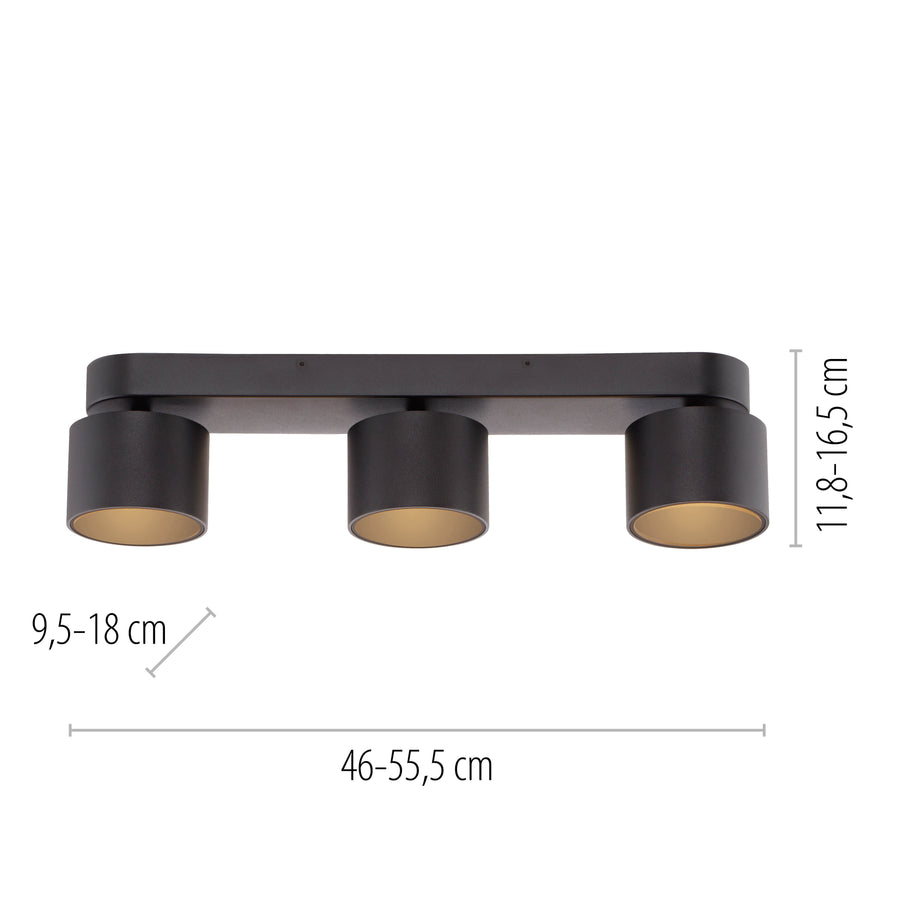 Plafonnier Pure Cup noir, L 18 cm