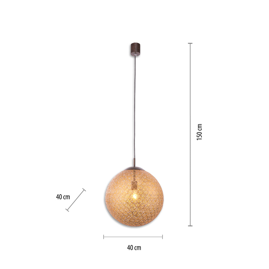 Schéma de dimensions de la suspension : hauteur 150 cm et diamètre 40 cm.