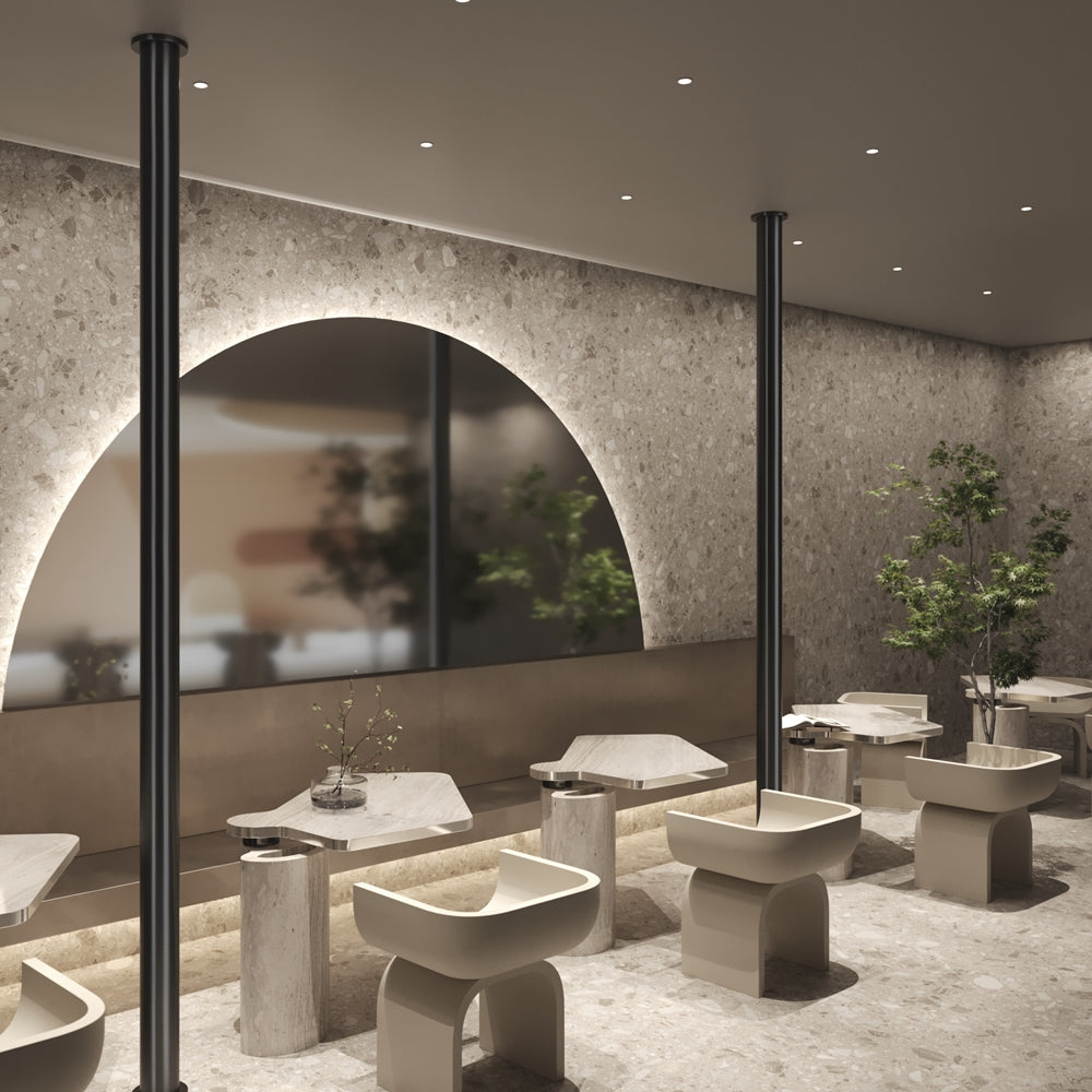 Mise en ambiance dans un restaurant, plusieurs spots au plafond