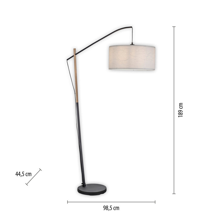 Lampadaire Green Sofie noir et bois, papier