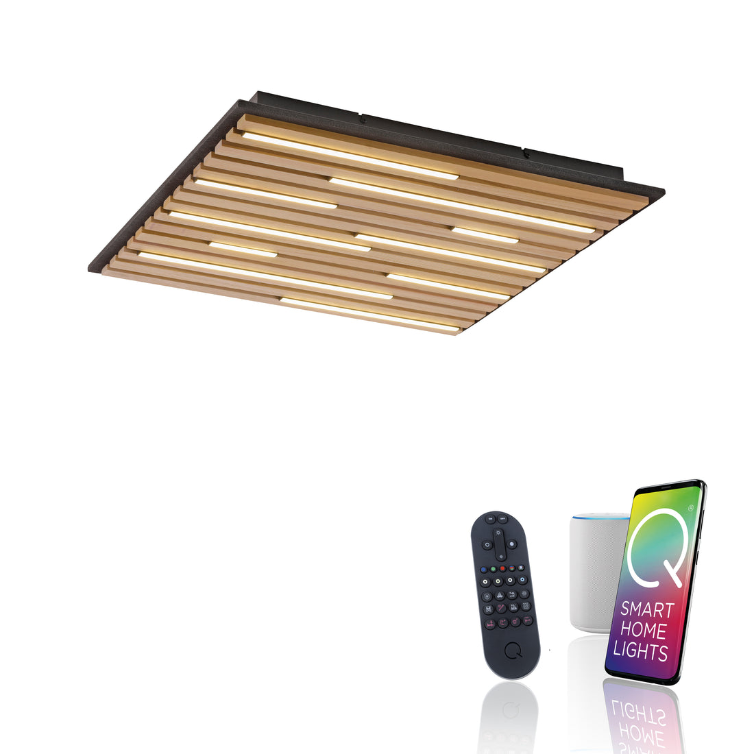Applique murale Q-Akustik bois, L 62 cm