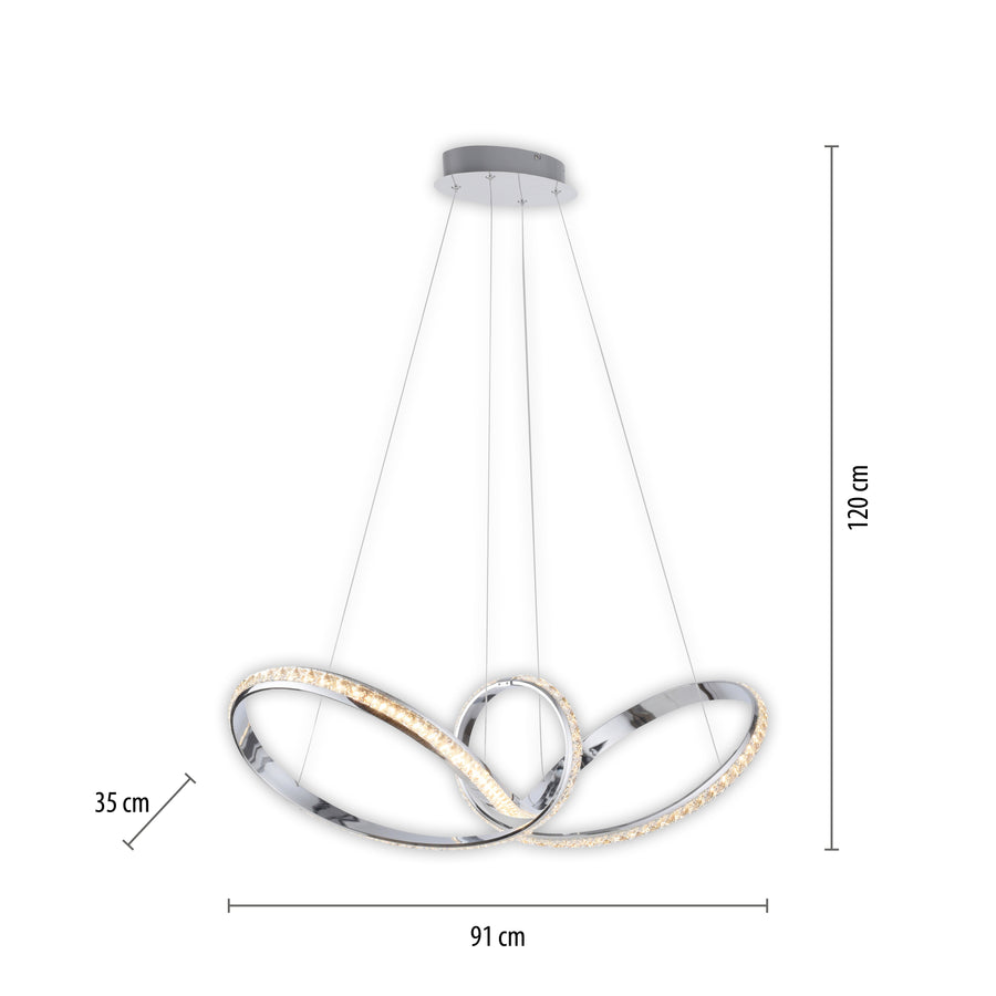 Suspension Tanja chromée, L 35 cm