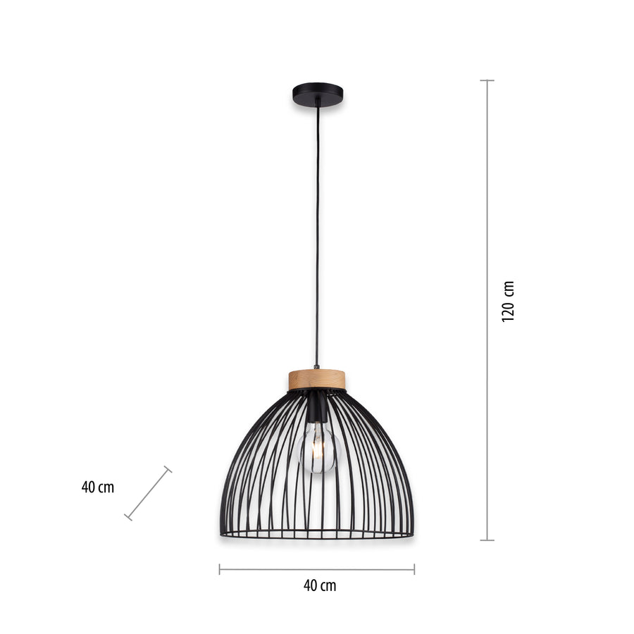 Suspension Lami noire et bois