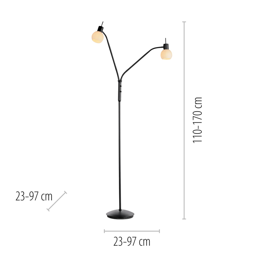 Lampadaire Loki 2 lumières noir