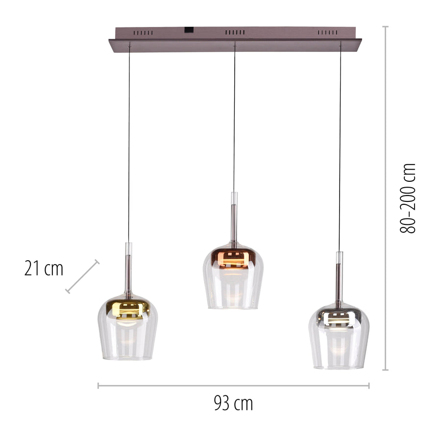 Suspension Q-Kon multicolore, verre, L 21 cm
