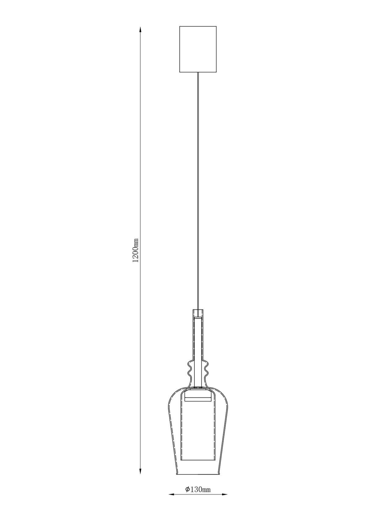 Suspension Tagna noire et ambrée, verre, L 13 cm
