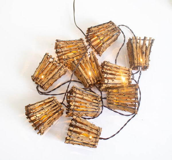 Carina natural wood outdoor string lights