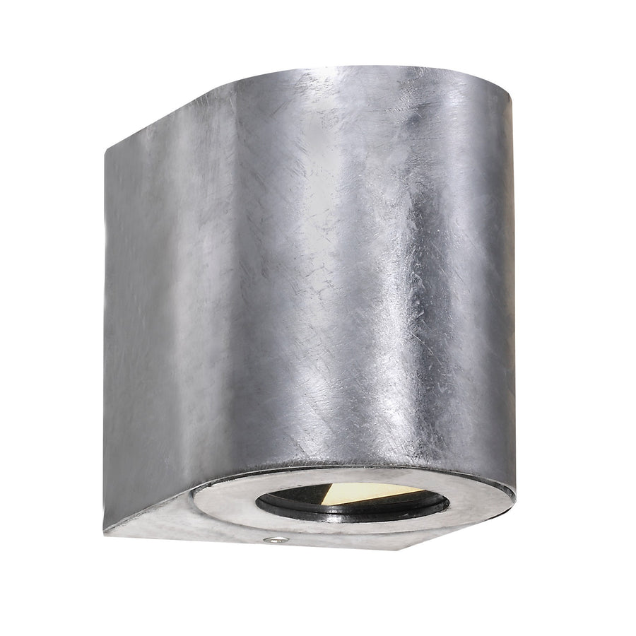 Vue de trois quarts du luminaire cylindrique avec verre en partie basse