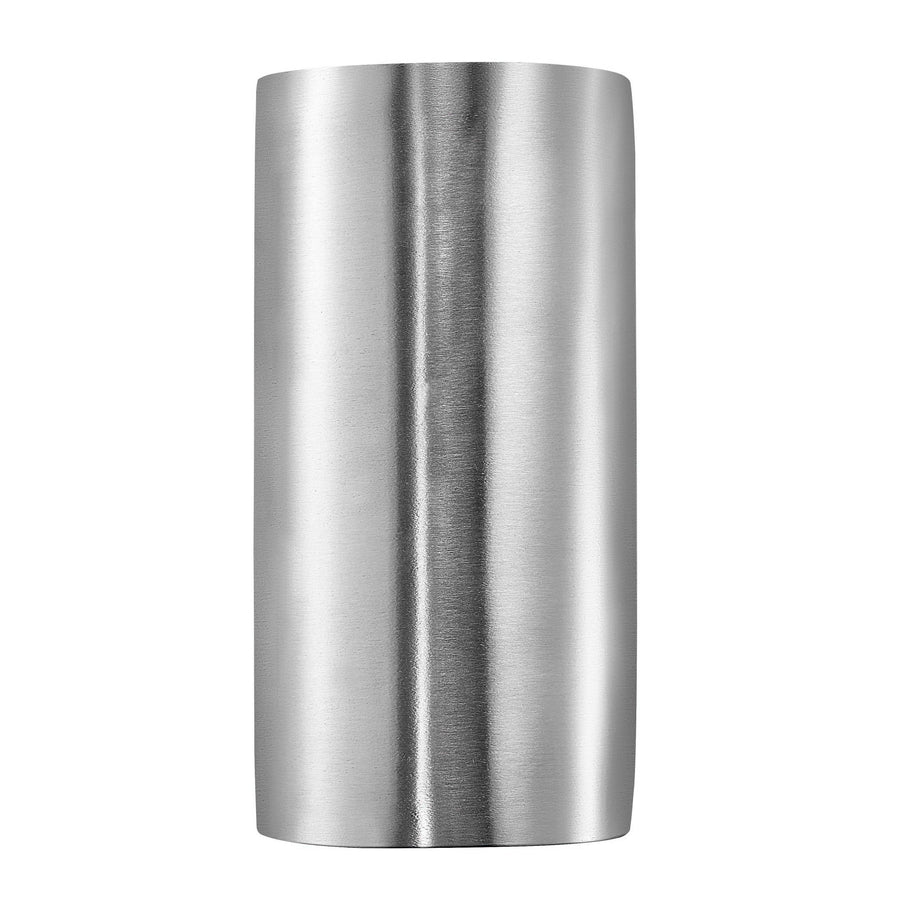 Profil latéral de l'applique cylindrique en inox avec reflets lumineux