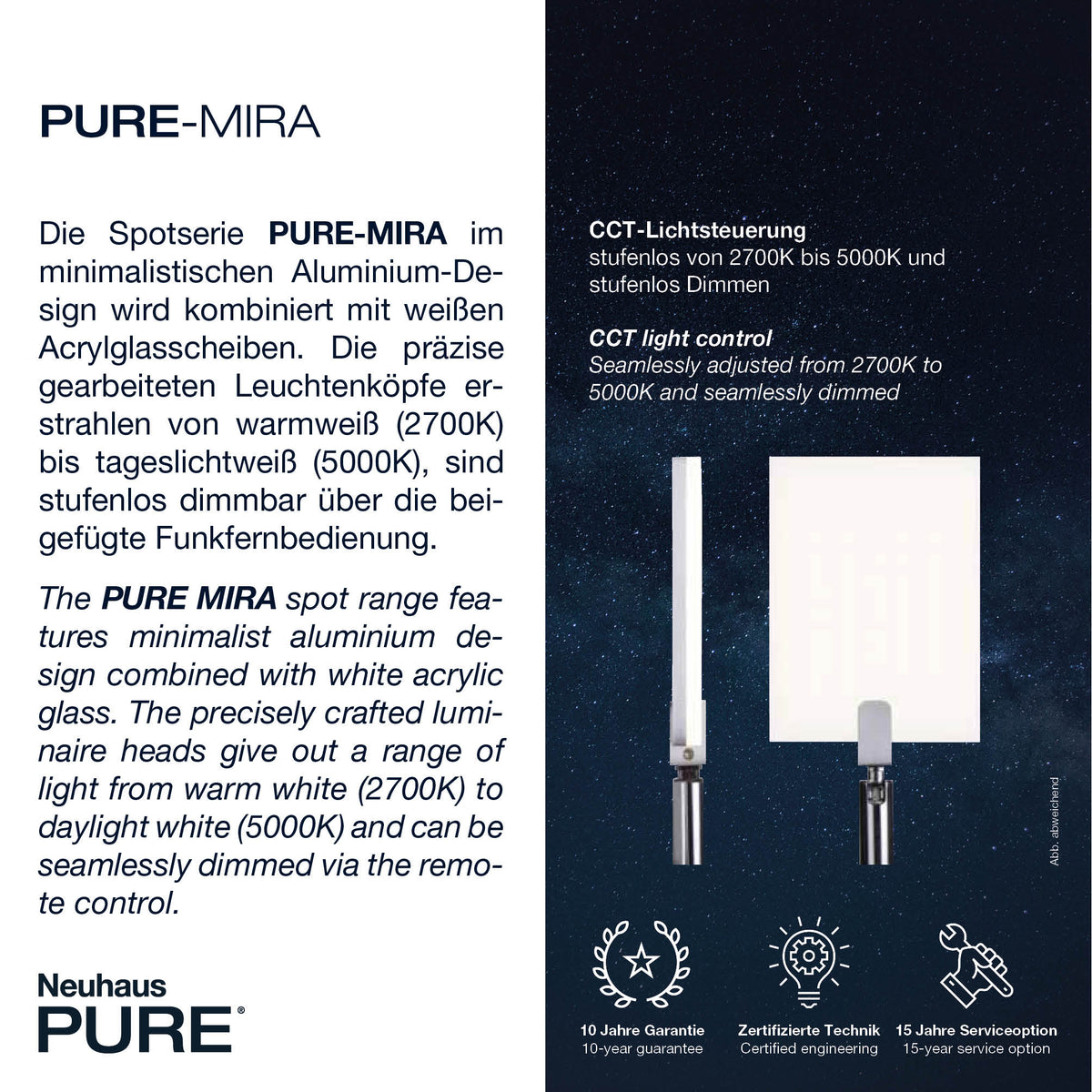 Fiche descriptive du produit avec textes allemand et anglais détaillant la technologie CCT.