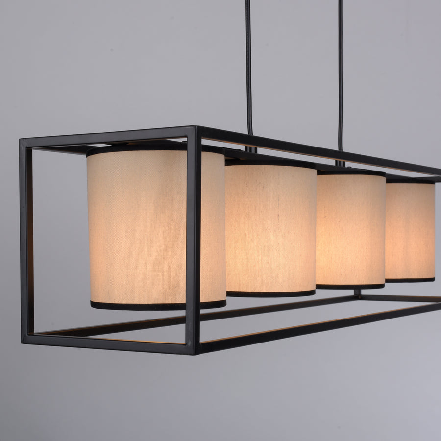 Suspension Raven 4 lumières beige et noire