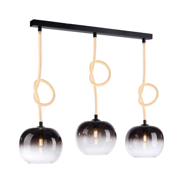 Suspension Luma 3 lumières noire, verre