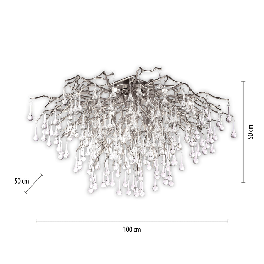 Plafonnier Icicle 14 lumières acier