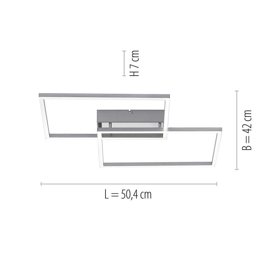 Plafonnier Iven acier, L 42 cm
