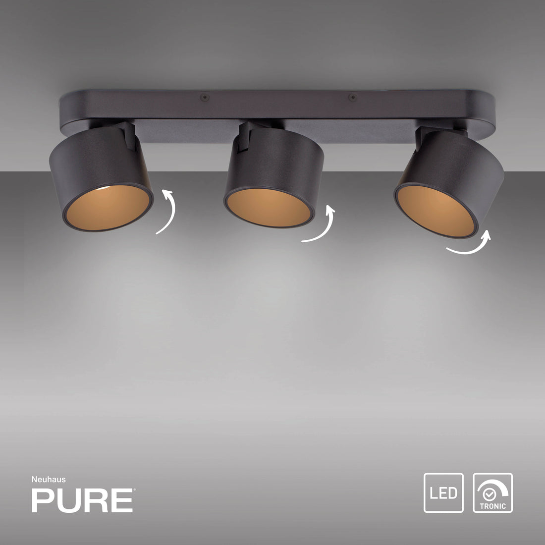 Plafonnier Pure Cup noir, L 55,5 cm