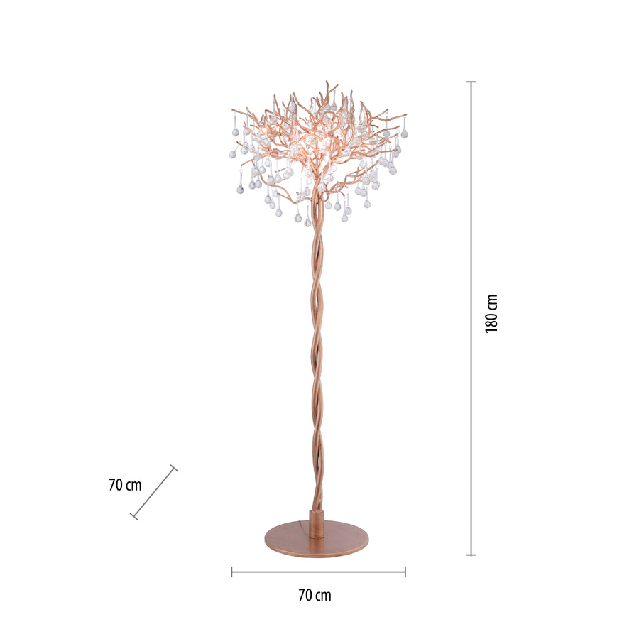 Lampadaire Icicle 5 lumières laiton vieilli, verre