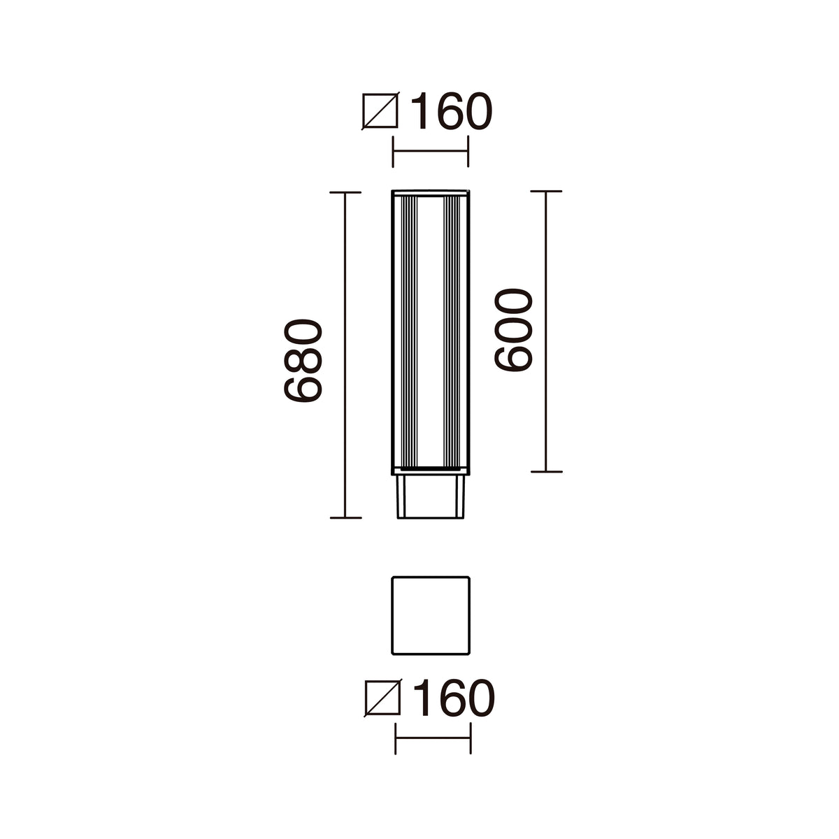 Borne extérieure Aura IP65, H 68 cm, 3000 K